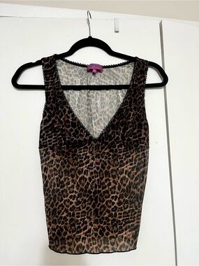 Edikted Sheer Leopard Print Tank Top